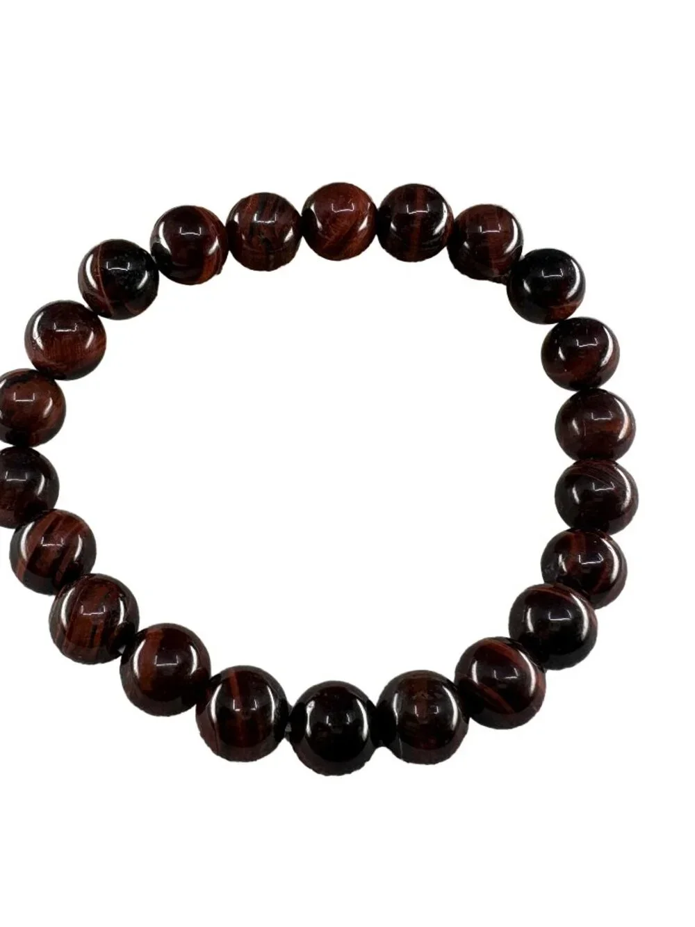 8mm Natural Red Tiger Eye Bead Bracelet Genuine Crystal Custom Size Chatoyant